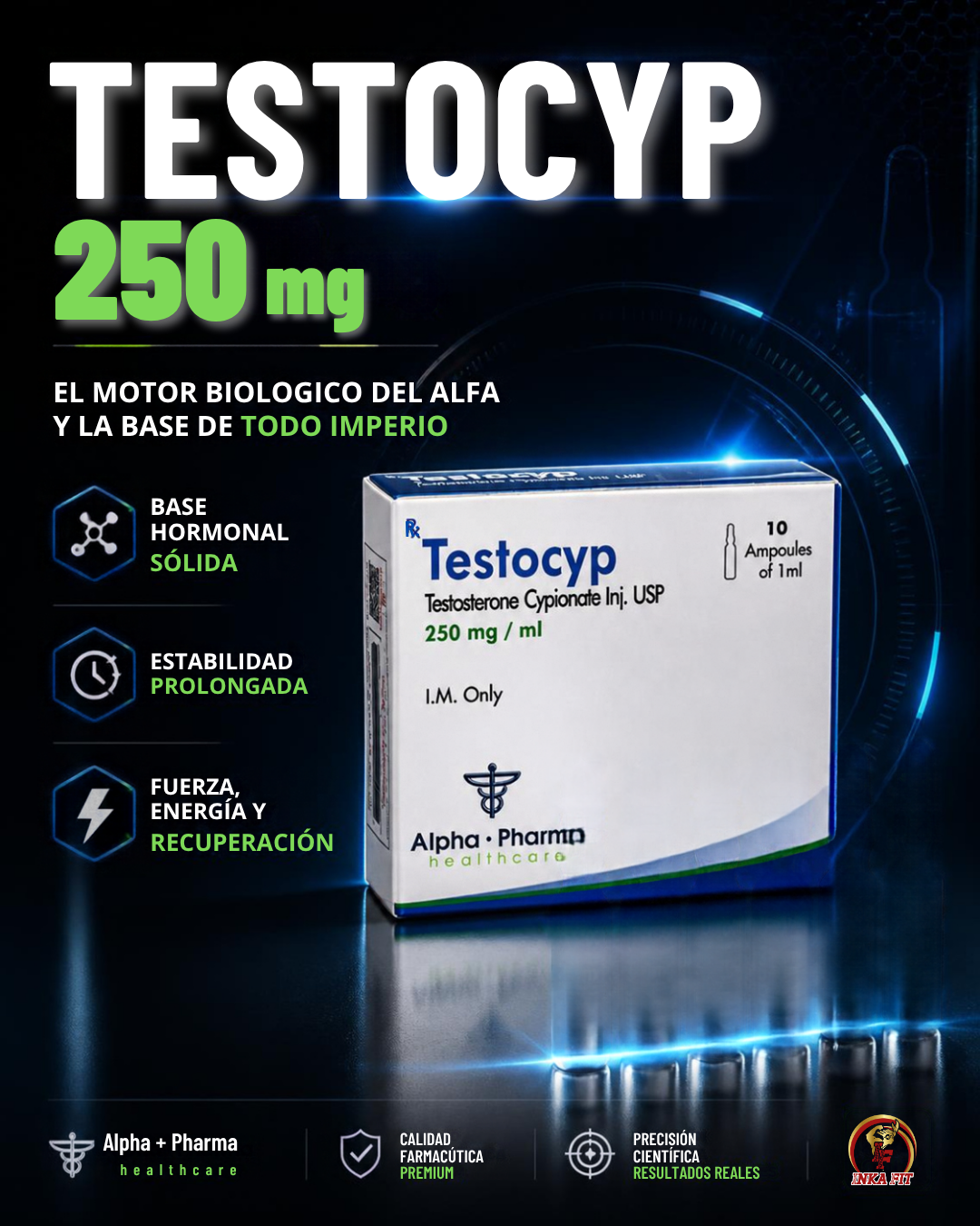 Testocyp Cipionato de Testosterona 250mg 10ml Alpha Pharma