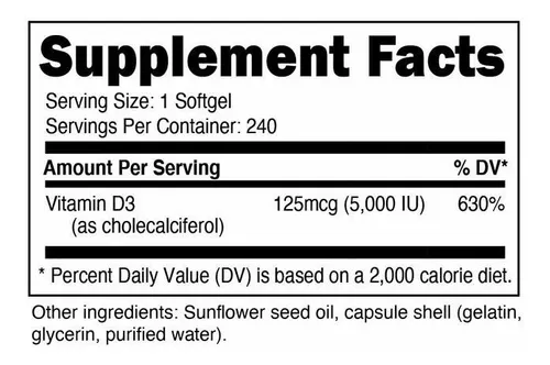 Vitamina D3 5,000 Iu 240 Capsulas Americano - Imagen 3