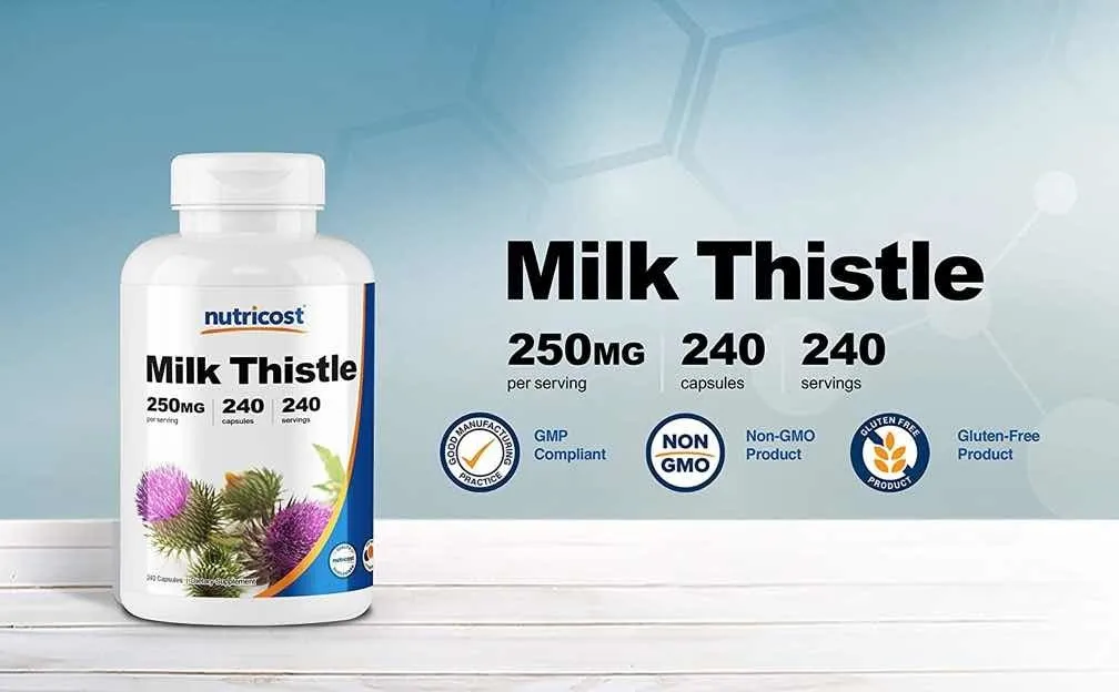 Cardo Mariano Milk Thistle Silimarina Protector Hepático 240 Capsulas 250 mg Nutricost American - Imagen 3