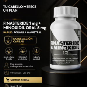 finasteride con minoxidil oral, finasteride 1 mg minoxidil 5 mg, finasteride minoxidil Baruk, Baruk finasteride minoxidil 60 cápsulas, mix finasteride minoxidil, combinación finasteride y minoxidil oral, finasteride 1 mg cápsulas, minoxidil oral 5 mg cápsulas, fórmula magistral capilar Baruk, tratamiento oral alopecia androgenética masculina, tratamiento caída del cabello en hombres, tratamiento calvicie masculina, tratamiento anticaída bajo prescripción médica, finasteride reducción de DHT, minoxidil crecimiento capilar, tratamiento para densidad capilar, tratamiento para cabello miniaturizado, finasteride minoxidil Perú, finasteride minoxidil Arequipa, Baruk capilar Perú, finasteride minoxidil precio, comprar finasteride minoxidil con receta, tratamiento capilar Baruk, Inkafit Baruk