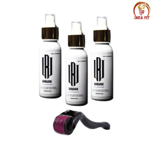 3 Minoxidil Locion topica al 7% 125ml sin alcohol Barbaruk + Dermaroller