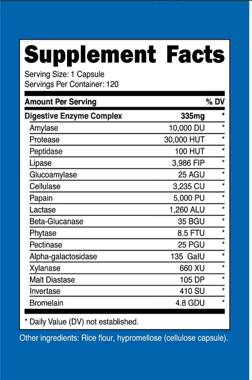 Enzimas Digestivas 620 mg 120 capsulas Importado Nutricost
