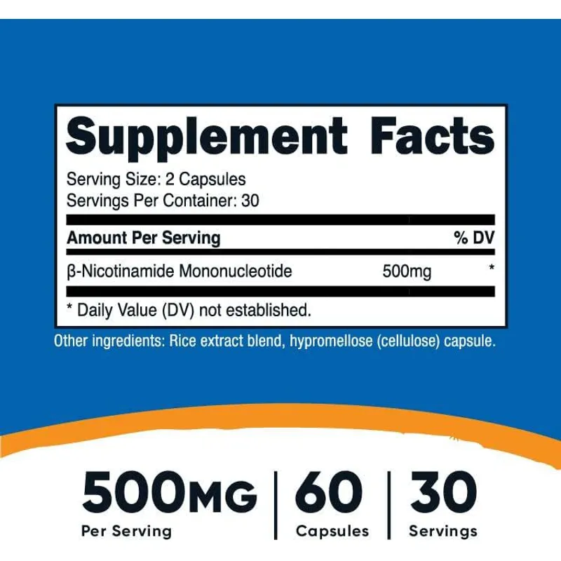 Nmn Nicotinamida Mononucleotido 500mg 60 capsulas Importado USA Nutricost