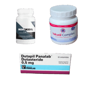 Pack 7 Tratamiento Alopecia: Dutasteride 0.5mg + Minoxidil 5mg + Multivitaminico Valcatil Complex