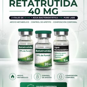 Péptido Retatrutida (Retatrutide) 40mg 2 viales de 20mg + Agua Bactereostatica de 5ml Pure Labs