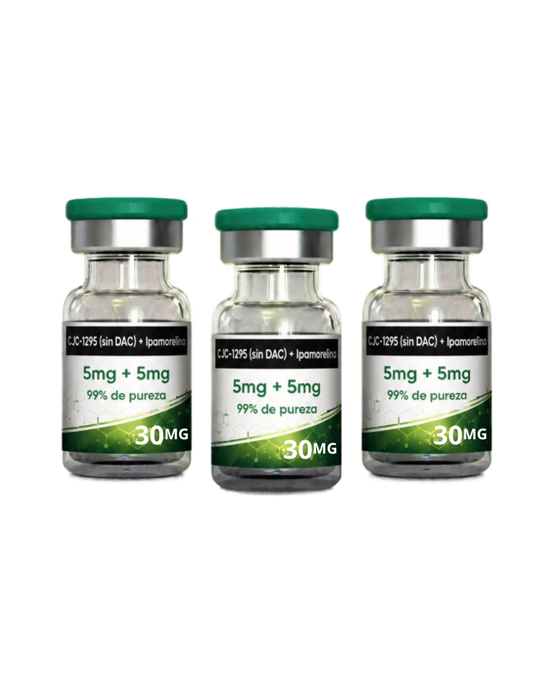 Péptidos Wellness 30mg CJC-1295 (sin DAC) 15mg + Ipamorelina 15mg + 10ml de agua bactereostatica Pure Labs