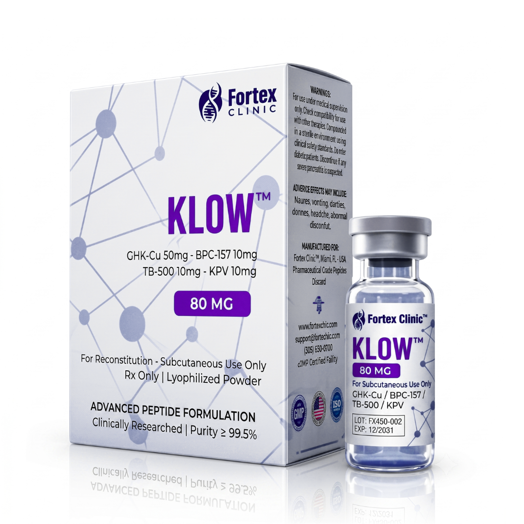 Péptido KLOW 80mg GHK-cu 50mg + Kpv 10mg + BPC-157 10mg + TB-500 10mg Fortex Clinic