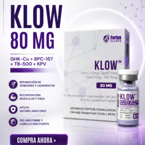 Péptido KLOW 80mg 3ml Liofilizados GHK-cu 50mg + Kpv 10mg + BPC-157 10mg + TB-500 10mg - Fortex Clinic