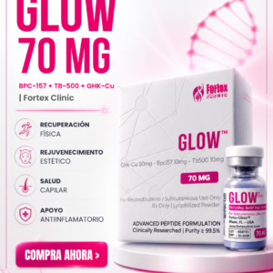 Péptido GLOW 70MG BPC-157 10mg + TB-500 10mg + GHK-cu 50mg Fortex Clinic