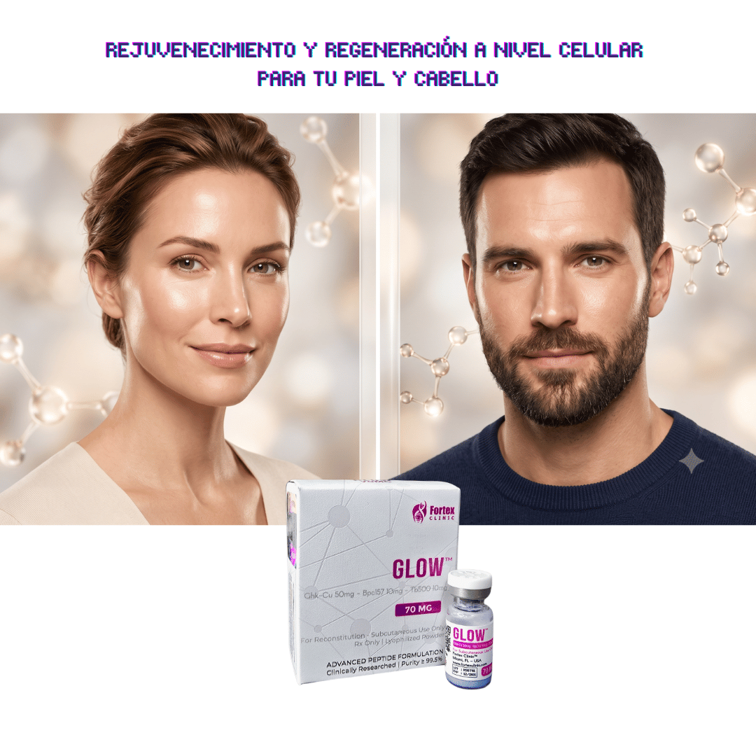 Péptido GLOW 70MG BPC-157 10mg + TB-500 10mg + GHK-cu 50mg Fortex Clinic