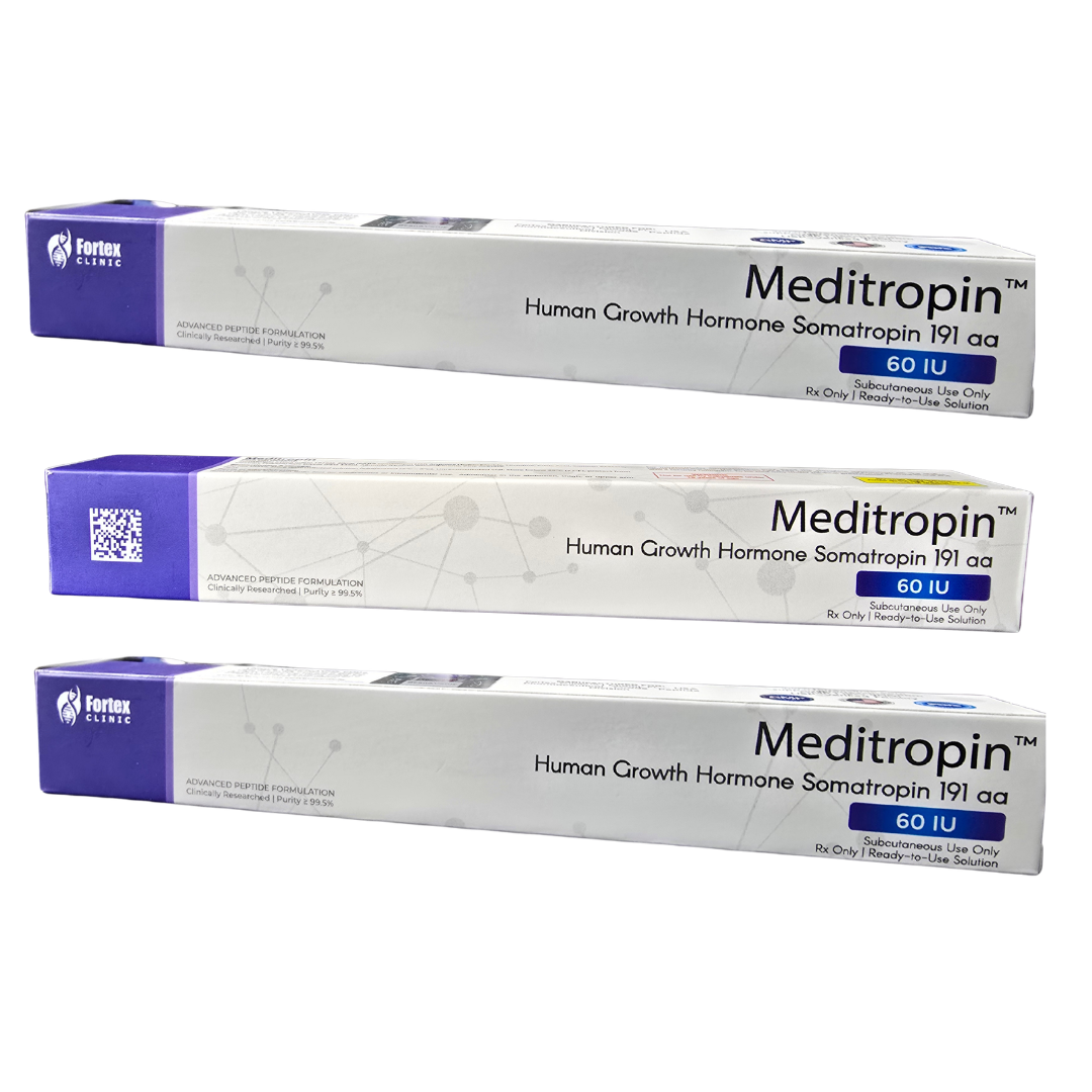HGH Meditropin Somatropina Hormona de Crecimiento 180ui Pluma Pen 3 Cajas de 60ui Fortex Clinic