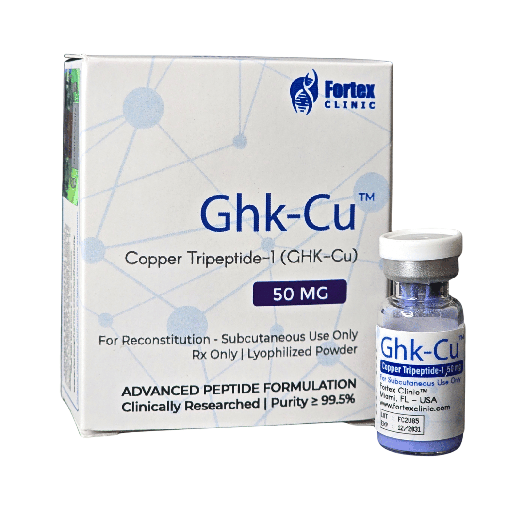 Péptido GHK-Cu (Tripéptido de cobre) Liofilizado Pack 3 Cajas 150MG Fortex Clinic Péptido GHK-Cu (Tripéptido de cobre) Liofilizado Pack 3 Cajas 150MG Fortex Clinic
