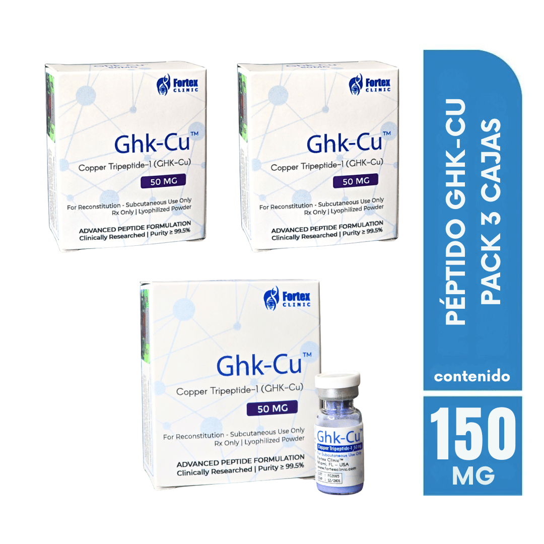Péptido GHK-Cu (Tripéptido de cobre) Liofilizado Pack 3 Cajas 150MG Fortex Clinic
