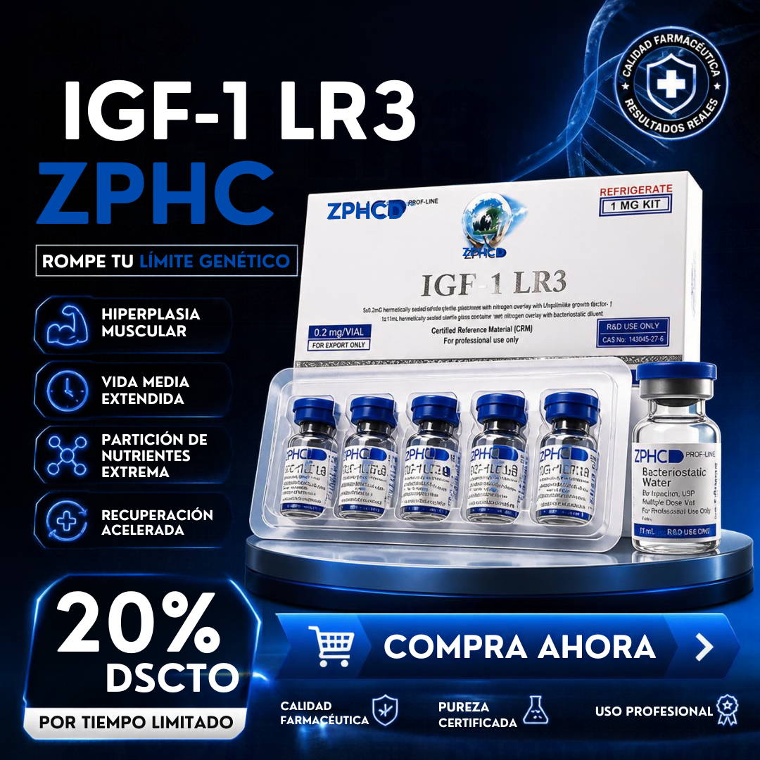 IGF1- LR3 ZPHC 1mg 5 vials de 0.2 mg con agua bactereostatica de 11ml Zphc Pharma
