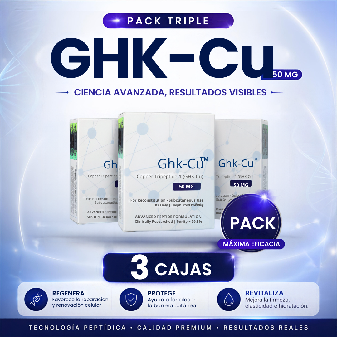 Pack 3 Cajas Péptido GHK-Cu (Tripéptido de cobre) Liofilizado 150MG Fortex Clinic Tratamiento Avanzado para Alopecia y Reparación Celular