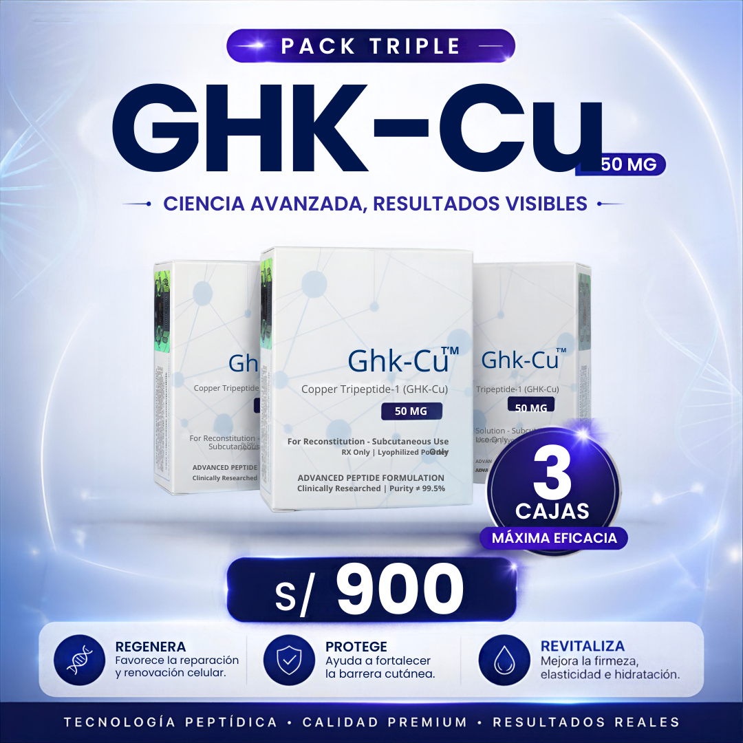 Pack 3 Cajas Péptido GHK-Cu (Tripéptido de cobre) Liofilizado 150MG Fortex Clinic Tratamiento Avanzado para Alopecia y Reparación Celular