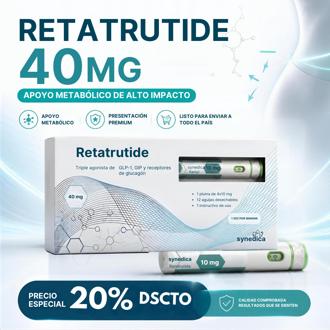 Péptido Retatrutide Retatrutida 40mg Pluma Pen Synedica Labs – Agonista Triple GLP-1 y Quemador de Grasa