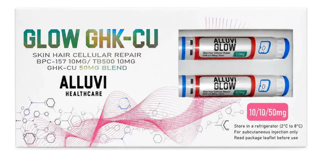 Alluvi GLOW Blend: GHK-Cu (50mg) + BPC-157 (10mg) + TB-500 (10mg) Pluma Pen Regeneración Celular, Antienvejecimiento y Crecimiento Capilar