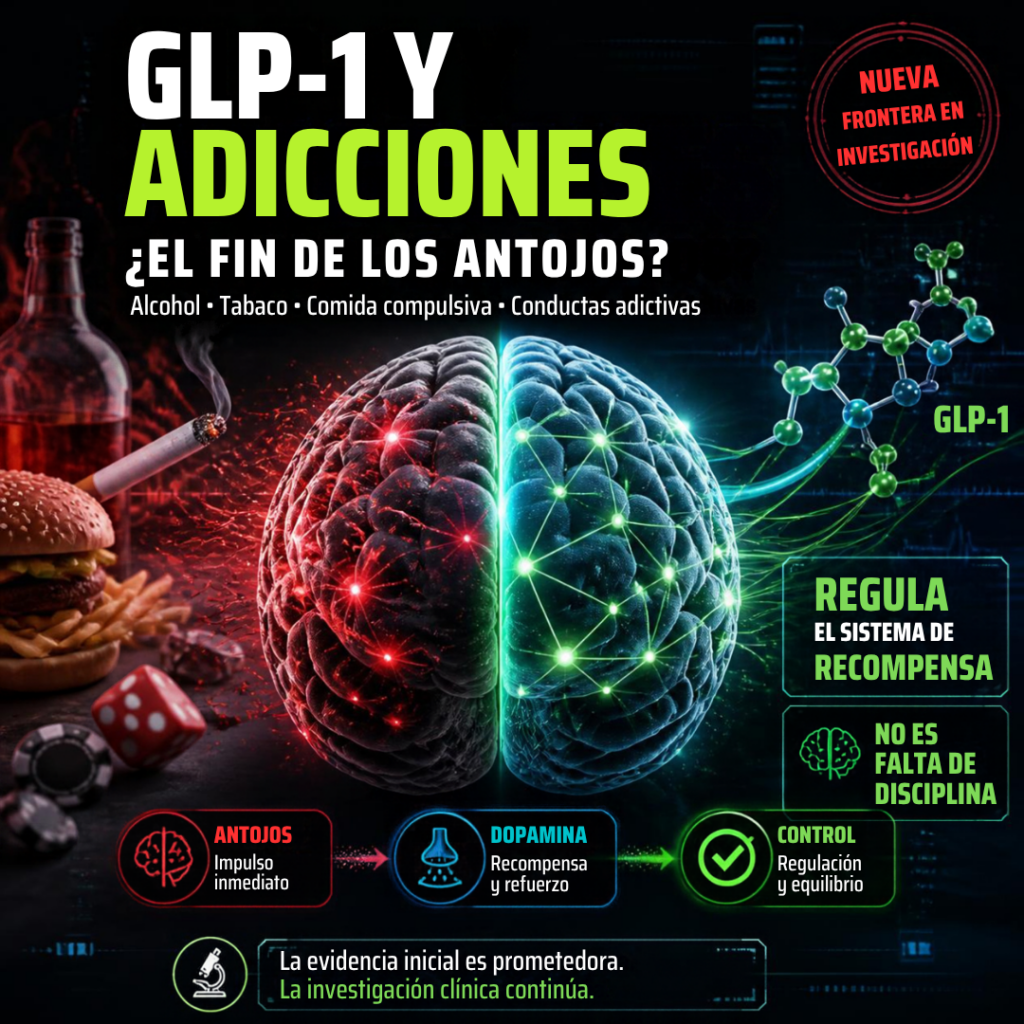 GLP-1 y adicción, GLP-1 para adicciones, agonistas GLP-1 y adicción, GLP-1 para alcoholismo, GLP-1 y alcohol, semaglutida y alcohol, semaglutida para alcoholismo, semaglutida y adicción, semaglutida para las adicciones, tirzepatida y alcohol, tirzepatida y adicción, retatrutida y adicción, retatrutida y alcohol, brenipatida y adicción, brenipatida para alcoholismo, brenipatida y alcohol, tratamiento de las adicciones, tratamiento de la adicción al alcohol, tratamiento del alcoholismo, tratamiento de la dependencia al alcohol, tratamiento para dejar el alcohol, cómo dejar el alcohol, medicamentos para dejar el alcohol, medicamentos para el alcoholismo, reducción del consumo de alcohol, reducción del craving de alcohol, craving de alcohol, deseo de beber alcohol, GLP-1 y craving, GLP-1 y sistema de recompensa, GLP-1 y dopamina, GLP-1 y cerebro, GLP-1 sistema de recompensa cerebral, agonistas GLP-1 y dopamina, GLP-1 y circuito de recompensa, GLP-1 neurobiología de la adicción, GLP-1 y vías dopaminérgicas, GLP-1 y sistema dopaminérgico, dopamina y adicción, dopamina y alcohol, dopamina y nicotina, sistema de recompensa y adicción, circuito de recompensa y adicciones, neurobiología de las adicciones, neurociencia de la adicción, mecanismos de la adicción, conducta adictiva, comportamiento compulsivo, reducción de antojos, control de antojos, GLP-1 para controlar antojos, GLP-1 y compulsión alimentaria, GLP-1 y adicción a la comida, GLP-1 y atracones, agonistas GLP-1 y trastorno por atracón, adicción a la comida y dopamina, obesidad y adicción, obesidad y sistema de recompensa, alimentación compulsiva, conductas compulsivas, dependencia de sustancias, trastorno por consumo de sustancias, GLP-1 y trastornos por consumo de sustancias, GLP-1 y tabaquismo, GLP-1 para dejar de fumar, semaglutida para dejar de fumar, semaglutida y tabaco, semaglutida y nicotina, agonistas GLP-1 y nicotina, GLP-1 y dependencia a la nicotina, medicamentos para dejar de fumar, tratamiento para dejar de fumar, reducción del craving de nicotina, nicotina y sistema de recompensa, tabaquismo y dopamina, adicción a la nicotina, dependencia del tabaco, GLP-1 salud mental, GLP-1 y salud mental, GLP-1 y comportamiento, GLP-1 y recompensa cerebral, efectos neurológicos de los GLP-1, efectos cerebrales de semaglutida, efectos cerebrales de tirzepatida, semaglutida y cerebro, tirzepatida y cerebro, retatrutida y cerebro, agonistas de GLP-1, receptores GLP-1 en el cerebro, receptor GLP-1 y adicción, eje intestino cerebro y adicción, eje intestino cerebro GLP-1, nuevos tratamientos para las adicciones, nuevas terapias para el alcoholismo, nuevas terapias para la adicción, farmacoterapia de las adicciones, medicina de las adicciones, investigación GLP-1 adicciones, estudios GLP-1 adicción, evidencia científica GLP-1 adicción, estudios sobre semaglutida y alcohol, estudios sobre GLP-1 y alcoholismo, estudios sobre GLP-1 y tabaquismo, agonistas incretínicos y adicción, incretinas y adicción, incretinas y dopamina, GLP-1 y recompensa, GLP-1 y craving, GLP-1 para reducir el consumo de alcohol, semaglutida para reducir consumo de alcohol, tirzepatida para reducir consumo de alcohol, brenipatida alcohol use disorder, brenipatide alcohol use disorder, alcohol use disorder GLP-1, GLP-1 substance use disorder, GLP-1 addiction treatment, semaglutide addiction research